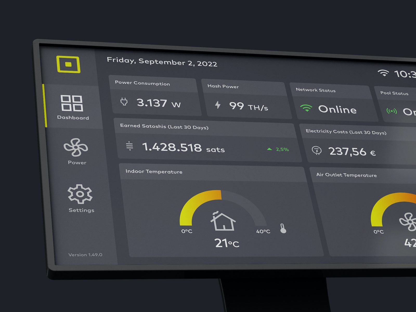 Bitcoin Heater Touch Screen UI